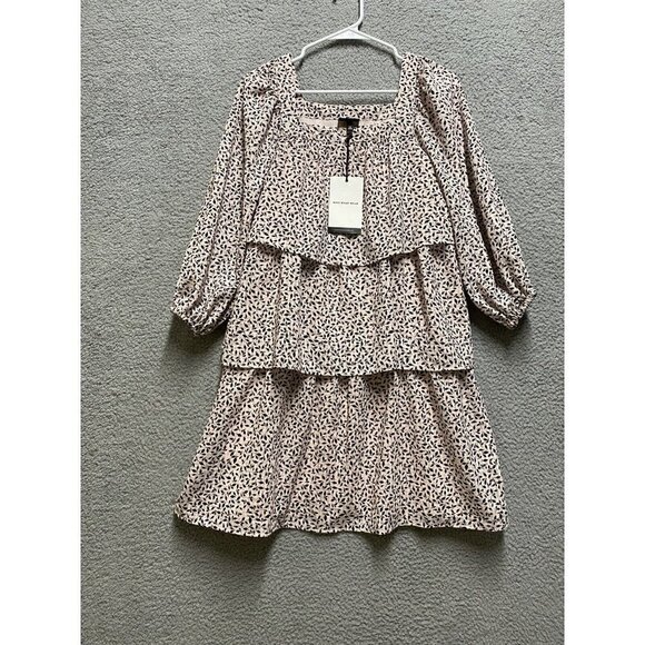 Who What Wear Women's Dress XS Ruffle Mini Half Sleeve Tiered Pink Black New - Picture 1 of 15